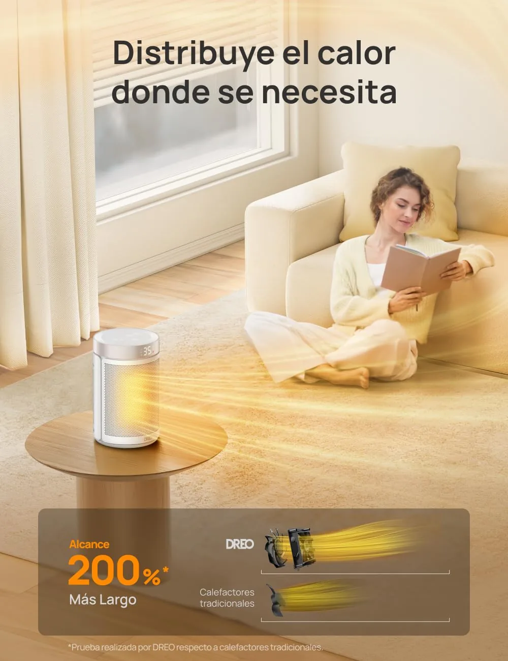 Vista 4 de Dreo Calefactor Cerámico 1500W Silencioso con Termostato Digital