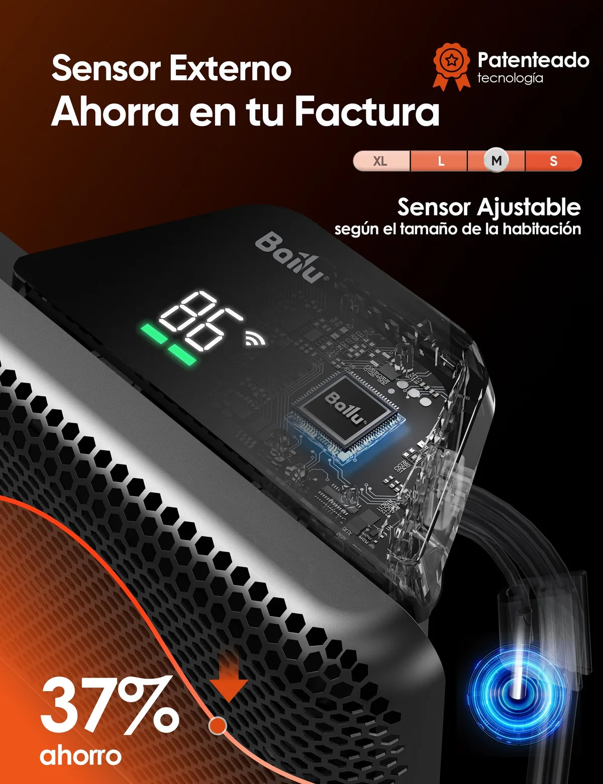 Vista 4 de Ballu Convector Eléctrico WiFi 1500W con App y Mando