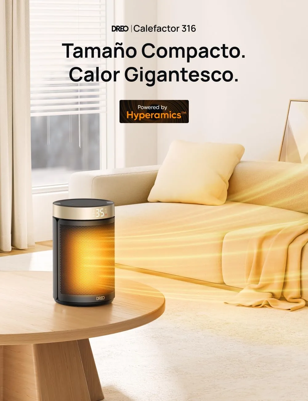 Vista 2 de Dreo Calefactor Cerámico Portatil 1500W con Termostato y Temporizador