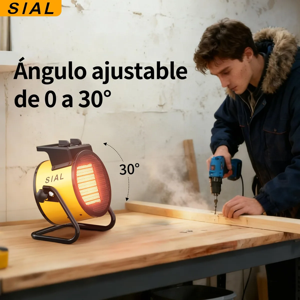 Vista 3 de SIAL Calefactor Cerámico 2000W Portatil para Taller y Oficina